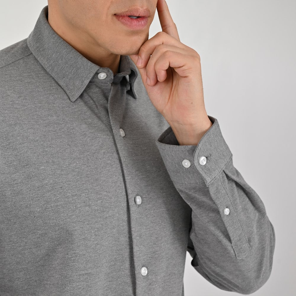 Camisa Yale Para Caballero Manga Larga Regular Fit 7086 Gris Oxford