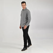 Camisa Yale Para Caballero Manga Larga Regular Fit 7086 Gris Oxford