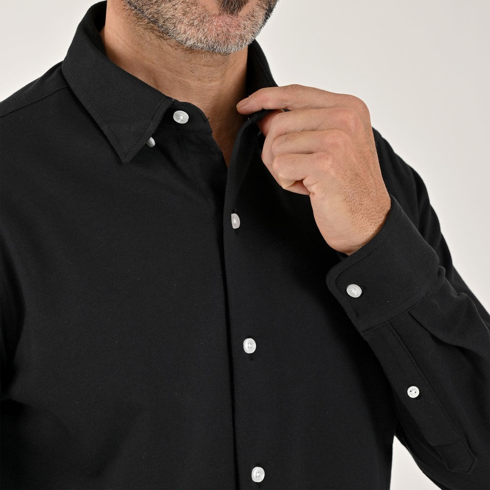 Camisa Yale Para Caballero Manga Larga Regular Fit 7086 Negro