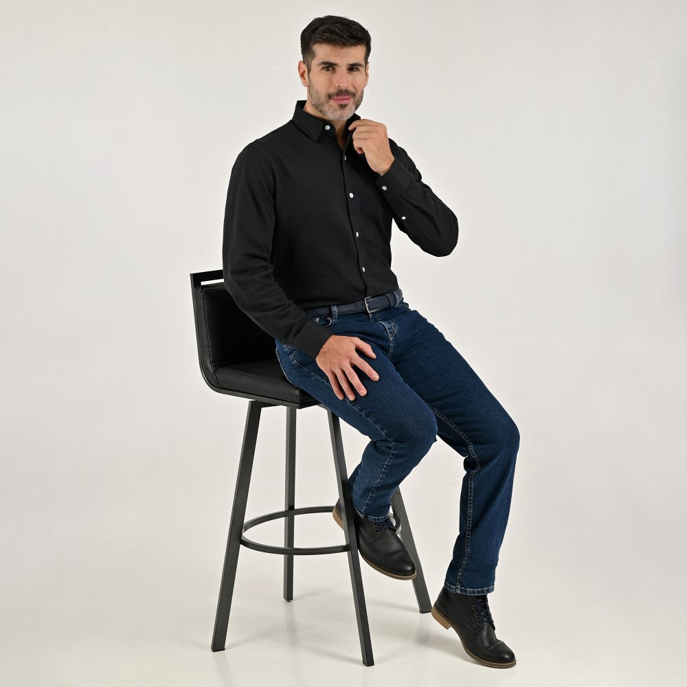 Camisa Yale Para Caballero Manga Larga Regular Fit 7086 Negro