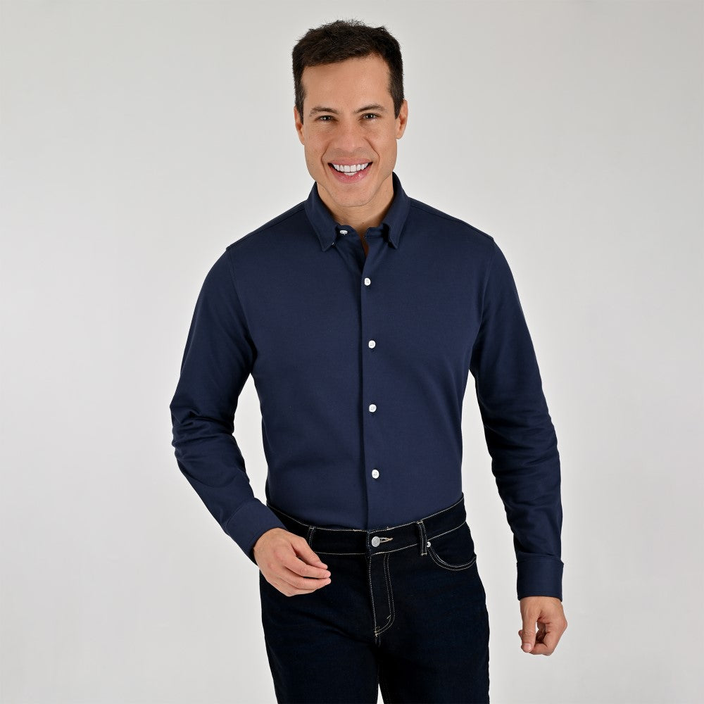 Camisa Yale Para Caballero Manga Larga Regular Fit 7086 Azul Marino