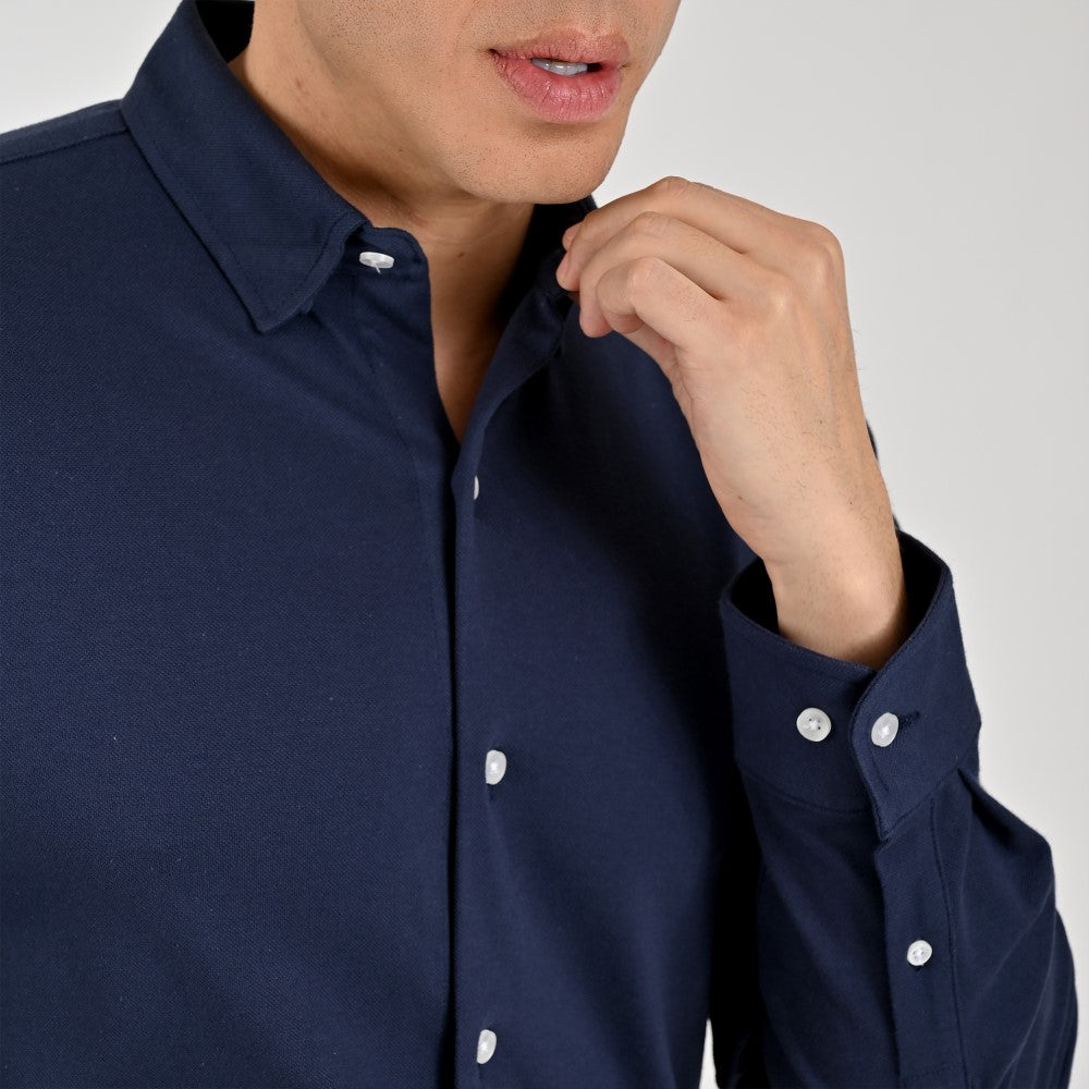 Camisa Yale Para Caballero Manga Larga Regular Fit 7086 Azul Marino