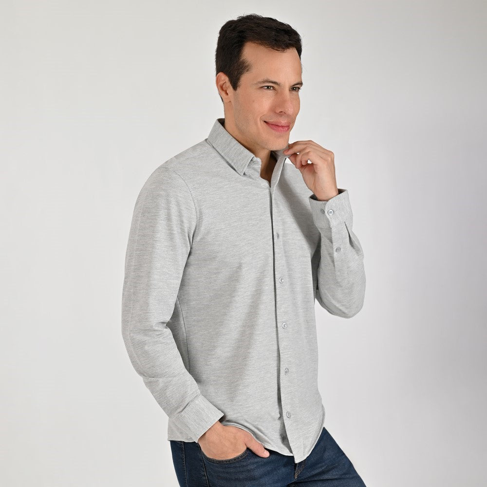 Camisa Yale Para Caballero Manga Larga Regular Fit 8272 Gris Medio
