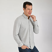 Camisa Yale Para Caballero Manga Larga Regular Fit 8272 Gris Medio
