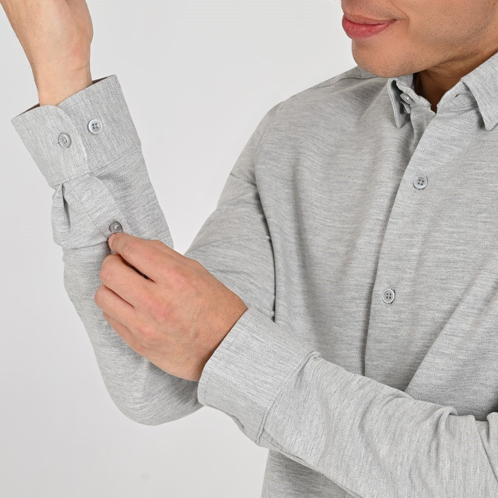 Camisa Yale Para Caballero Manga Larga Regular Fit 8272 Gris Medio