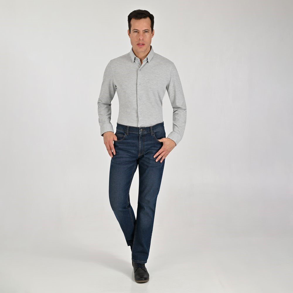 Camisa Yale Para Caballero Manga Larga Regular Fit 8272 Gris Medio