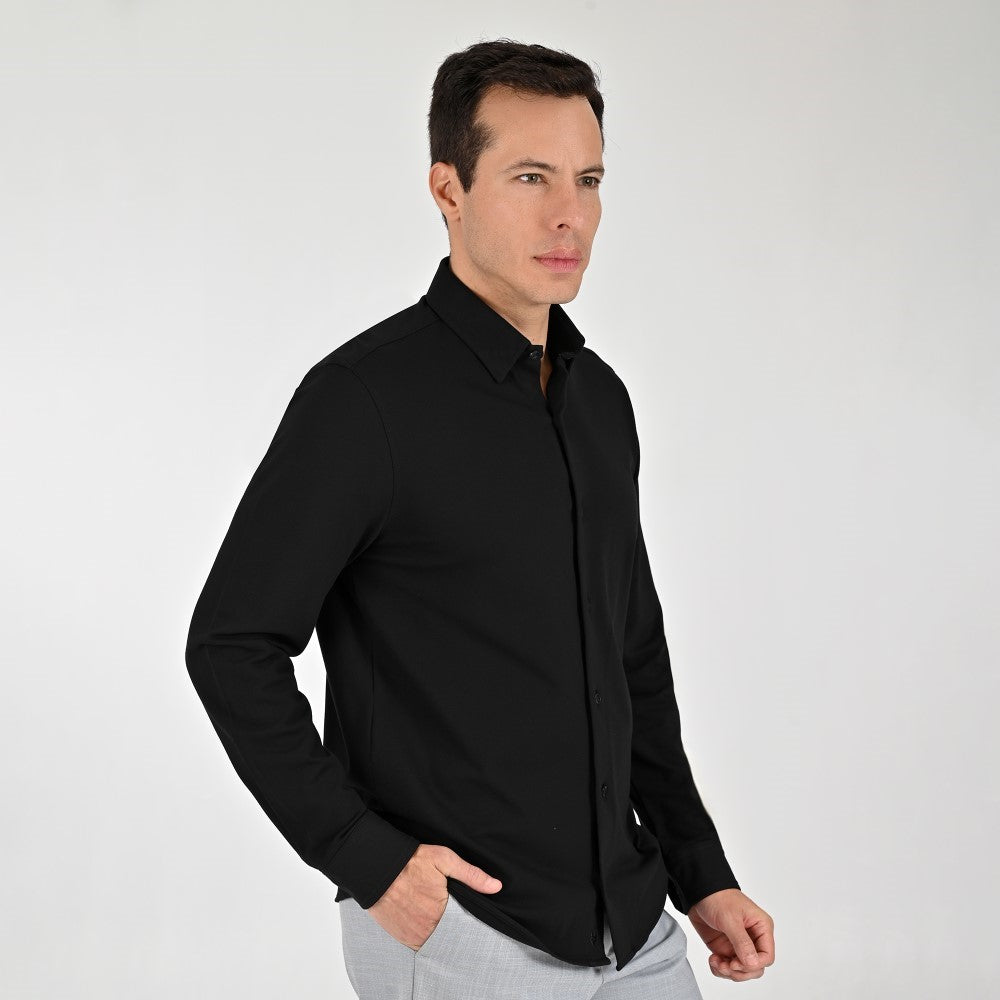 Camisa Yale Para Caballero Manga Larga Regular Fit 8272 Negro