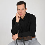 Camisa Yale Para Caballero Manga Larga Regular Fit 8272 Negro