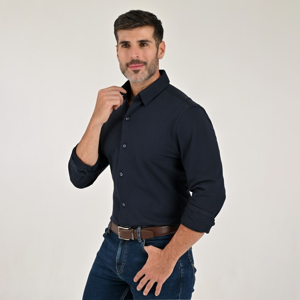Camisa Yale Para Caballero Manga Larga Regular Fit 8272 Azul Marino