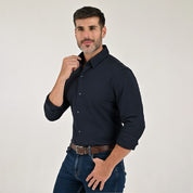 Camisa Yale Para Caballero Manga Larga Regular Fit 8272 Azul Marino