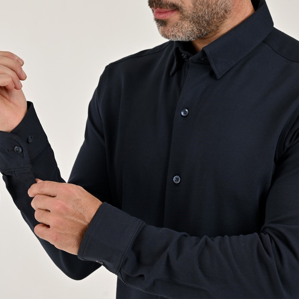 Camisa Yale Para Caballero Manga Larga Regular Fit 8272 Azul Marino