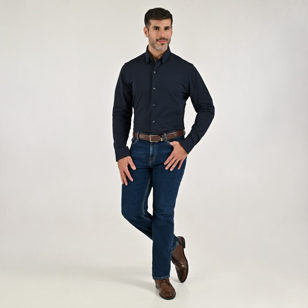 Camisa Yale Para Caballero Manga Larga Regular Fit 8272 Azul Marino