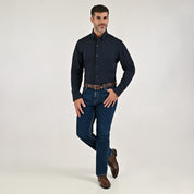 Camisa Yale Para Caballero Manga Larga Regular Fit 8272 Azul Marino