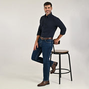Camisa Yale Para Caballero Manga Larga Regular Fit 8272 Azul Marino