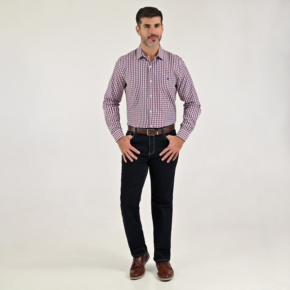 Camisa Yale Para Caballero Manga Larga Regular Fit 1737 Rojo