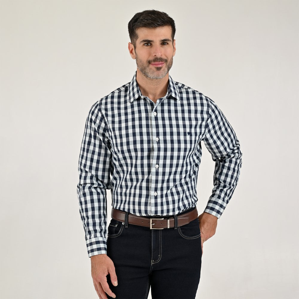 Camisa Yale Para Caballero Manga Larga Regular Fit 2159 Beige Claro