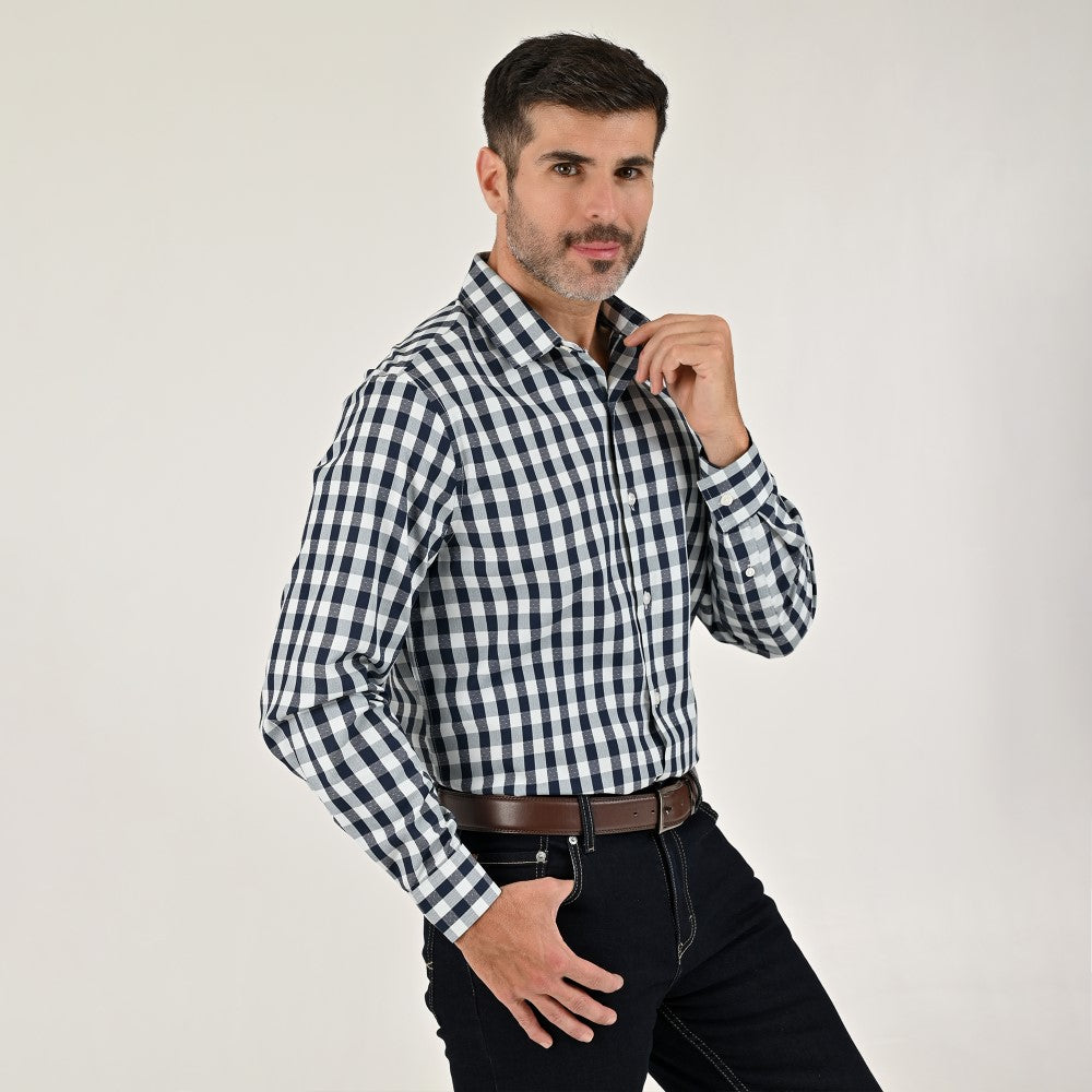 Camisa Yale Para Caballero Manga Larga Regular Fit 2159 Beige Claro