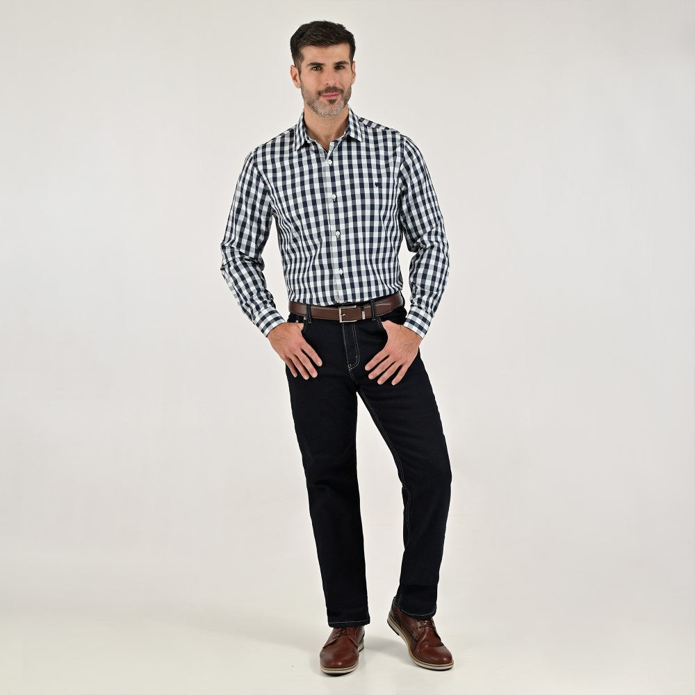 Camisa Yale Para Caballero Manga Larga Regular Fit 2159 Beige Claro