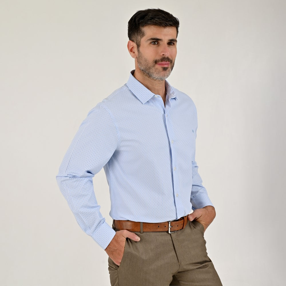 Camisa Yale Para Caballero Manga Larga Regular Fit 2220 Azul