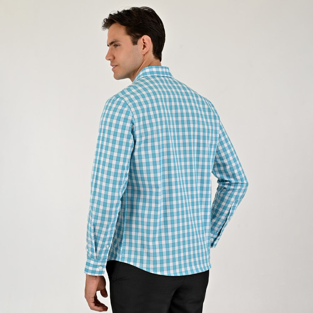 Camisa Yale Para Caballero Manga Larga Regular Fit 2270 Azul turqueza