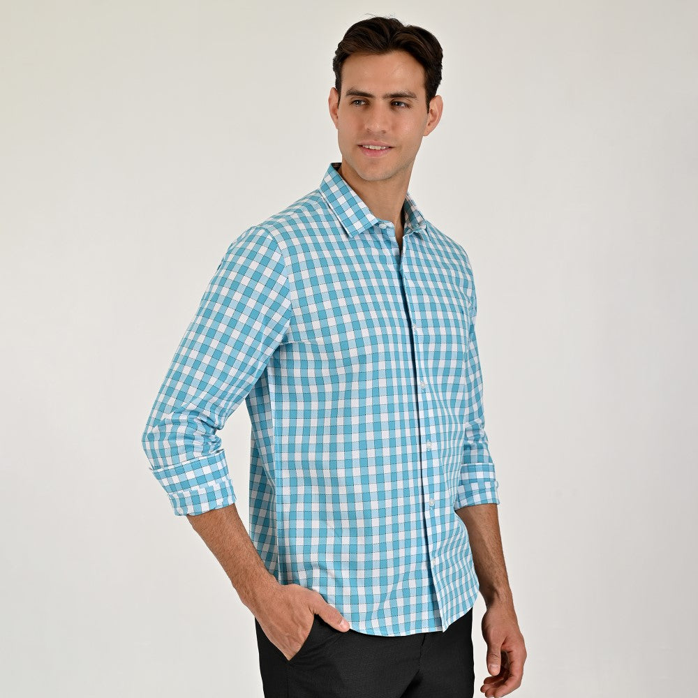 Camisa Yale Para Caballero Manga Larga Regular Fit 2270 Azul turqueza