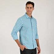 Camisa Yale Para Caballero Manga Larga Regular Fit 2270 Azul turqueza