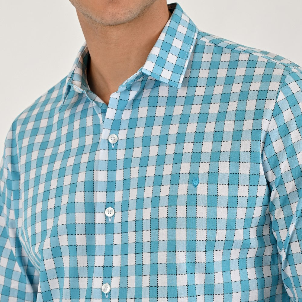 Camisa Yale Para Caballero Manga Larga Regular Fit 2270 Azul turqueza