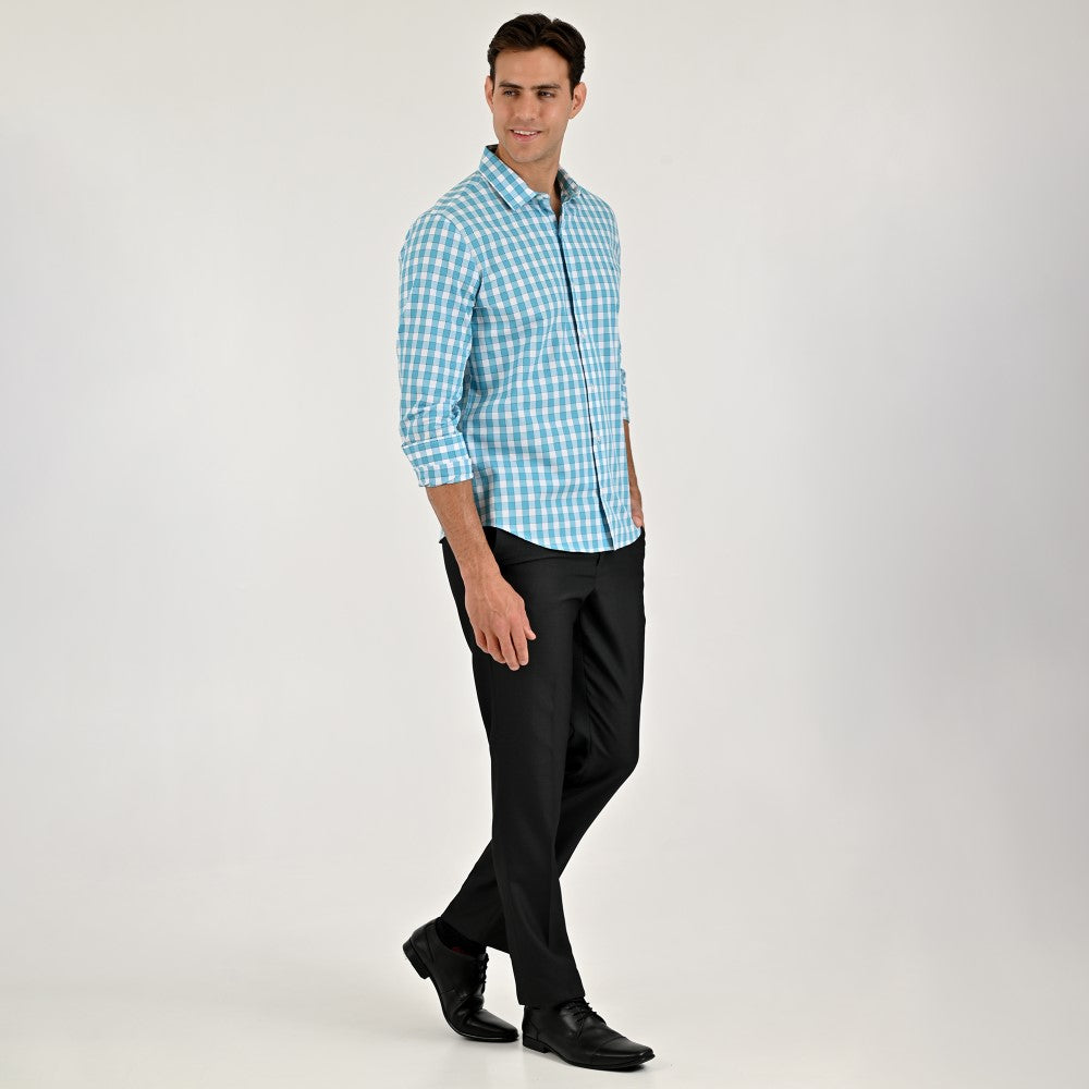 Camisa Yale Para Caballero Manga Larga Regular Fit 2270 Azul turqueza