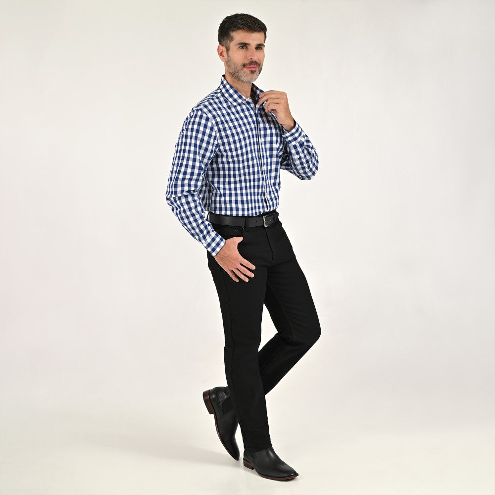 Camisa Yale Para Caballero Manga Larga Regular Fit 2270 Azul Marino