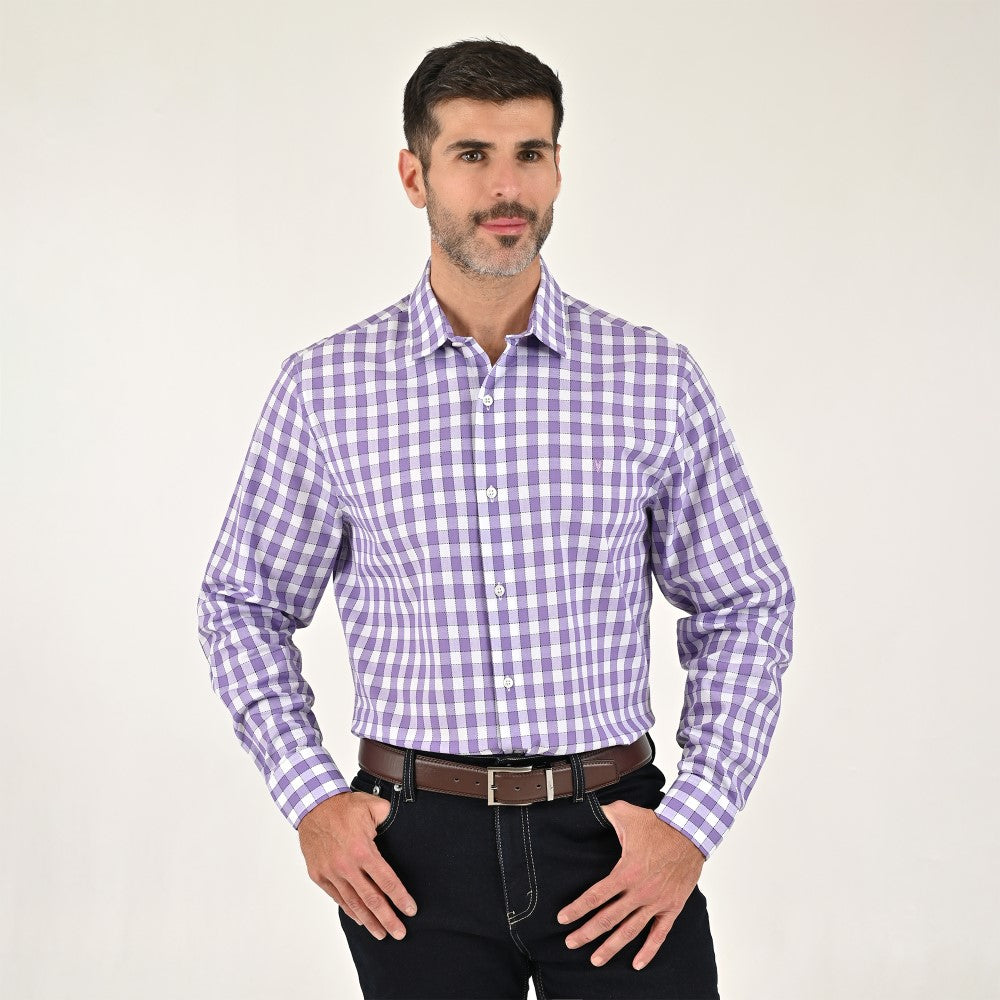 Camisa Yale Para Caballero Manga Larga Regular Fit 2270 Lila