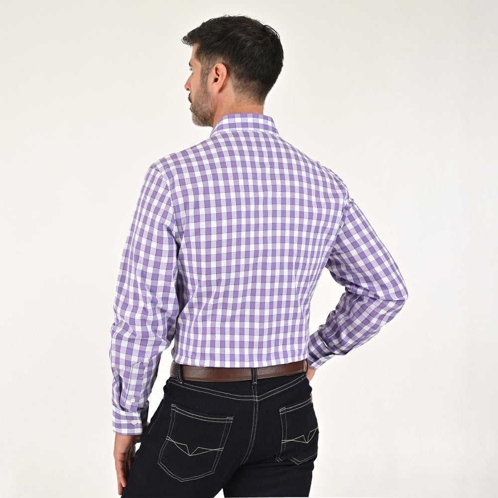 Camisa Yale Para Caballero Manga Larga Regular Fit 2270 Lila