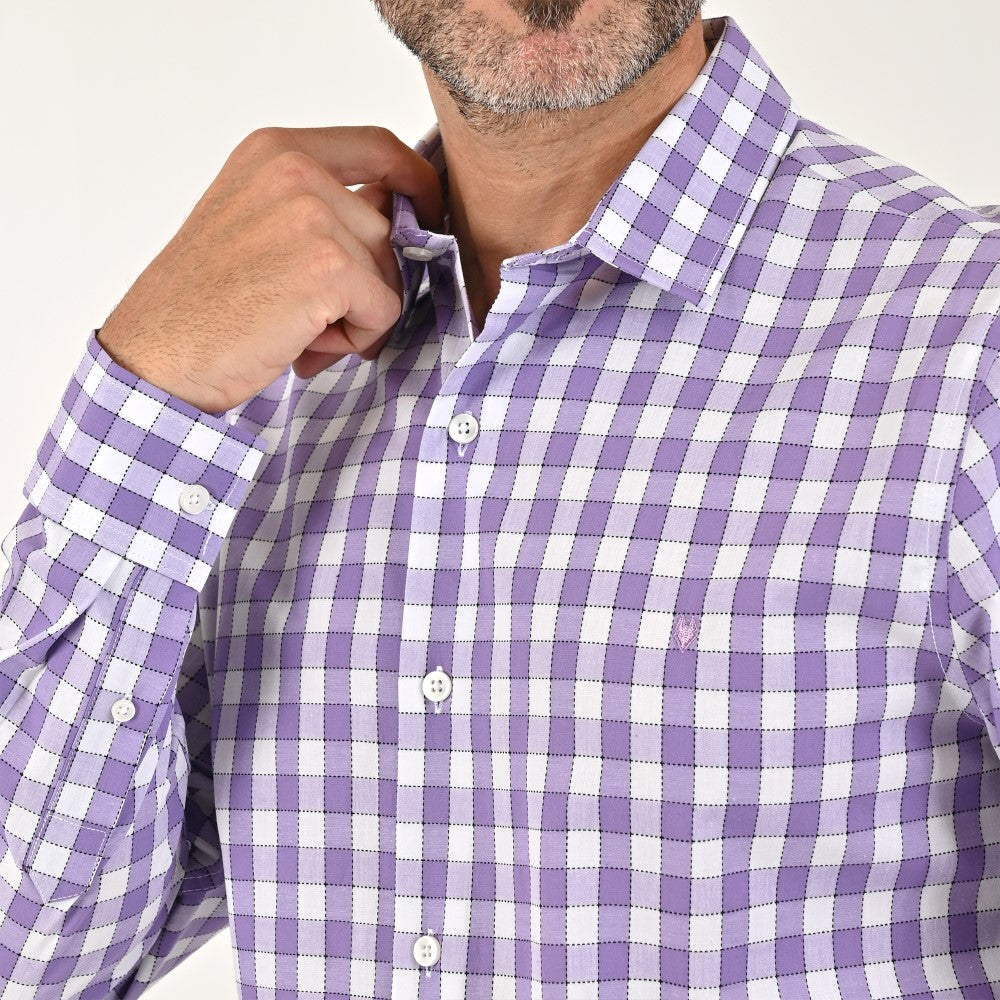 Camisa Yale Para Caballero Manga Larga Regular Fit 2270 Lila