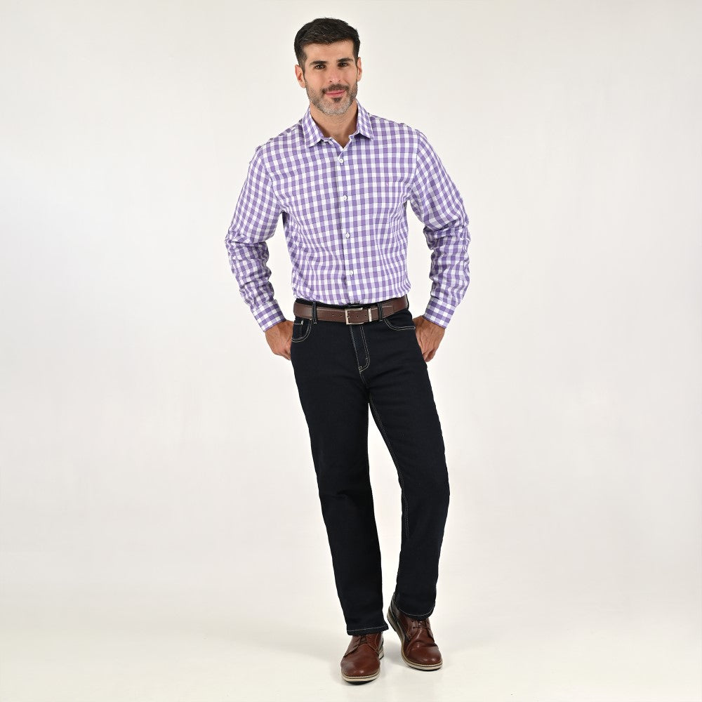 Camisa Yale Para Caballero Manga Larga Regular Fit 2270 Lila