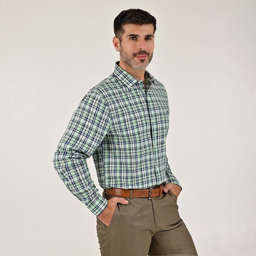 Camisa Yale Para Caballero Manga Larga Regular Fit 2277 Verde pistache