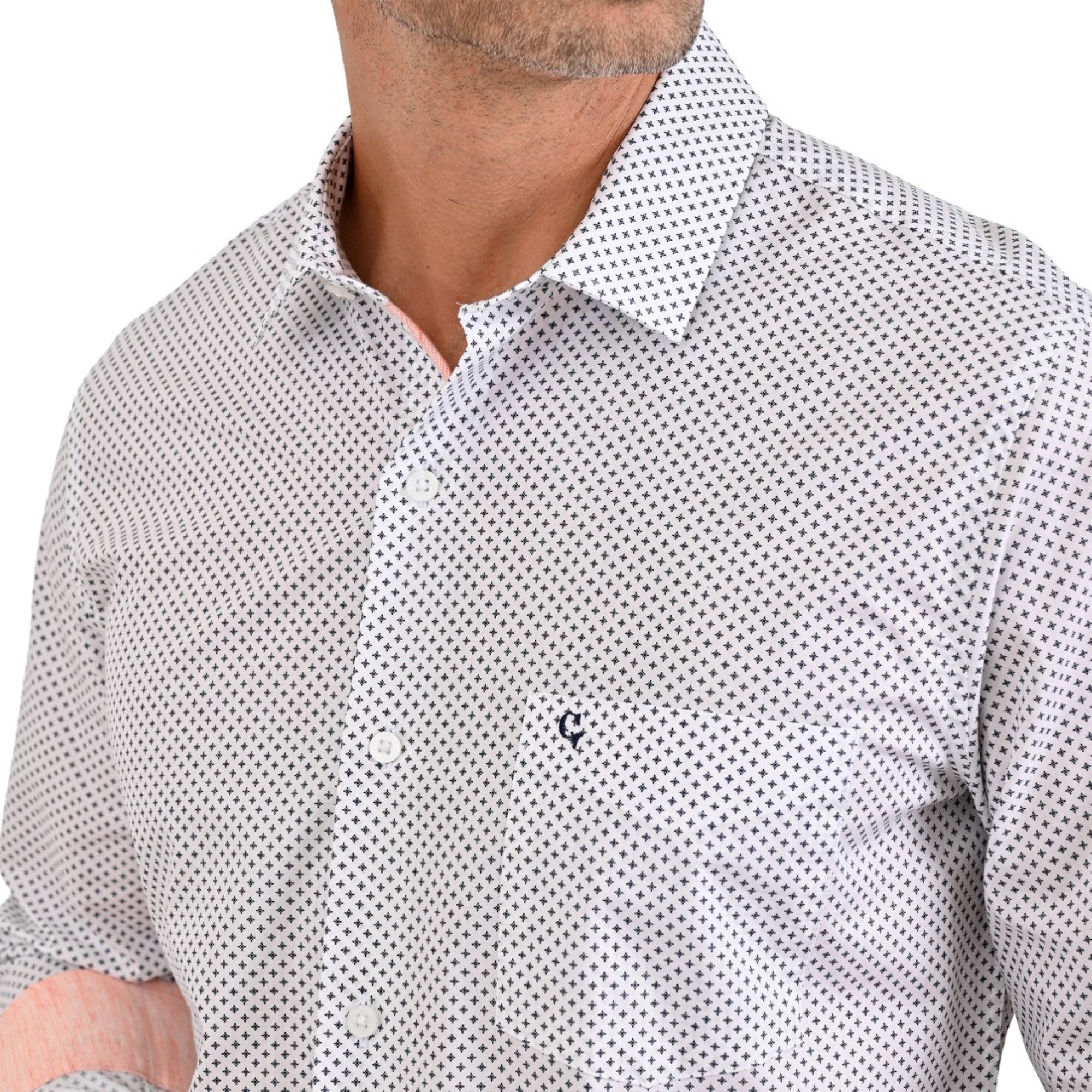 Camisa Yale Slim Fit Manga Larga 3744 Blanca