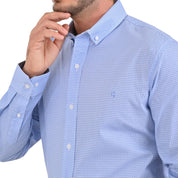 Camisa Yale Slim Fit Manga Larga 3749 Azul Plumbago