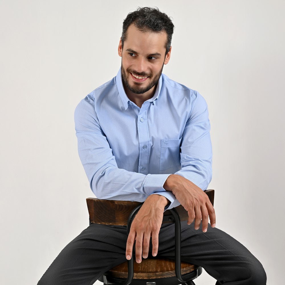 Camisa de vestir Yale Regular Fit Manga larga 7532 Azul