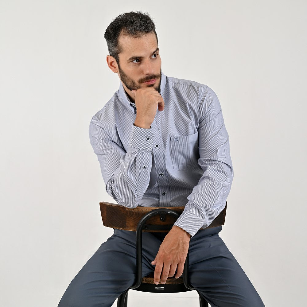 Camisa de vestir Yale Regular Fit Manga larga 7534 Azul marino entintado