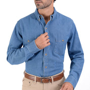 Camisa Mezclilla Yale Manga Larga Botton Down Regular Fit 3516