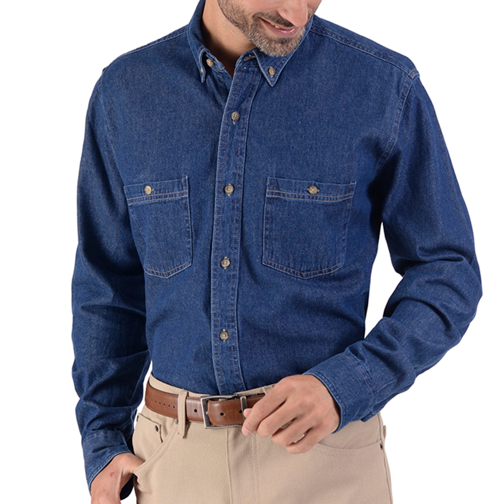 Camisa Mezclilla Yale Manga Larga Botton Down Regular Fit 3516