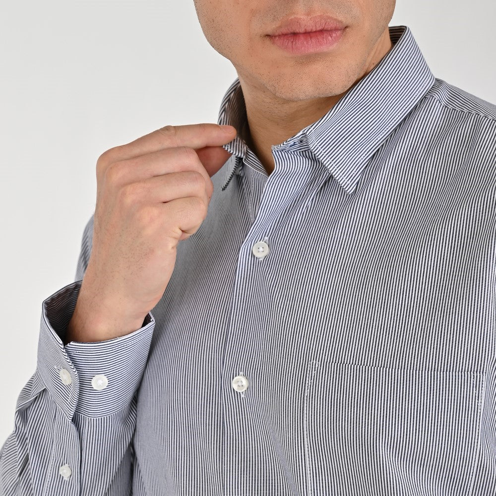 Camisa Yale Para Caballero Manga Larga Regular Fit 8215 Azul Marino Entintado