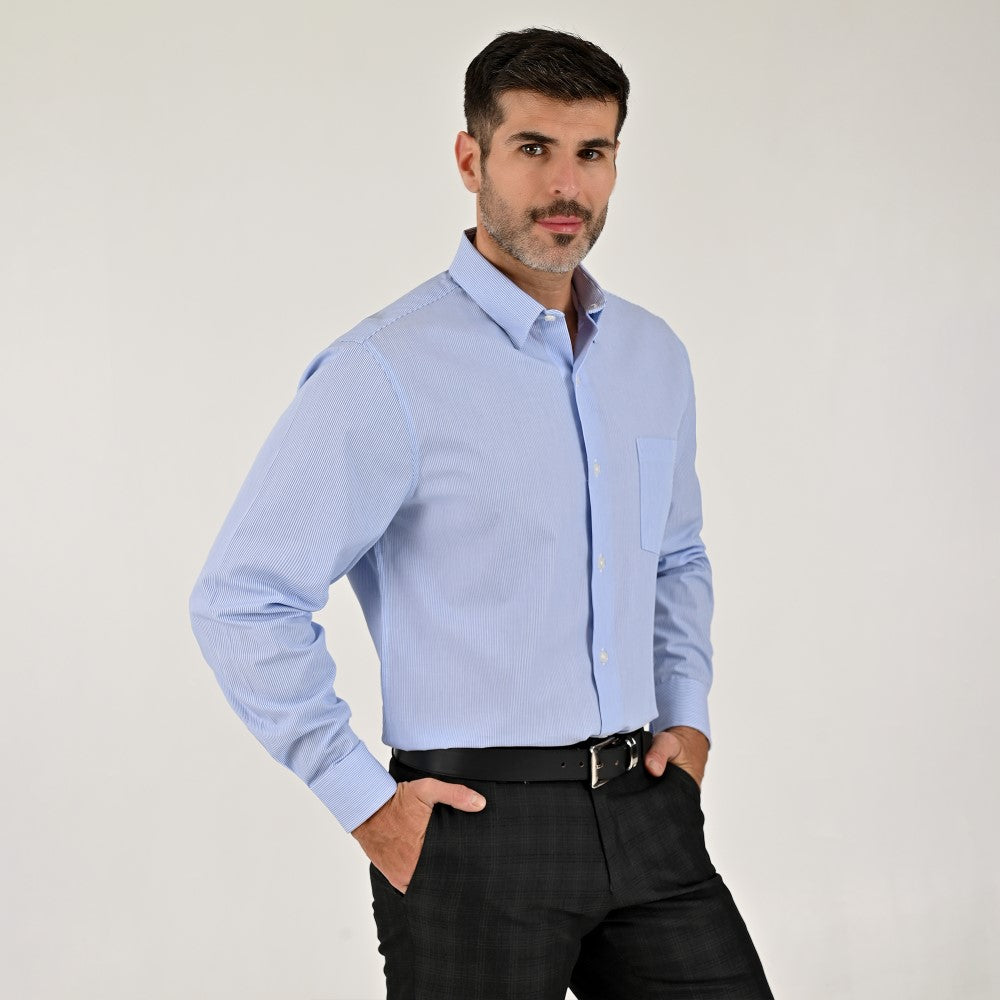 Camisa Yale Para Caballero Manga Larga Regular Fit 8215 Azul cielo