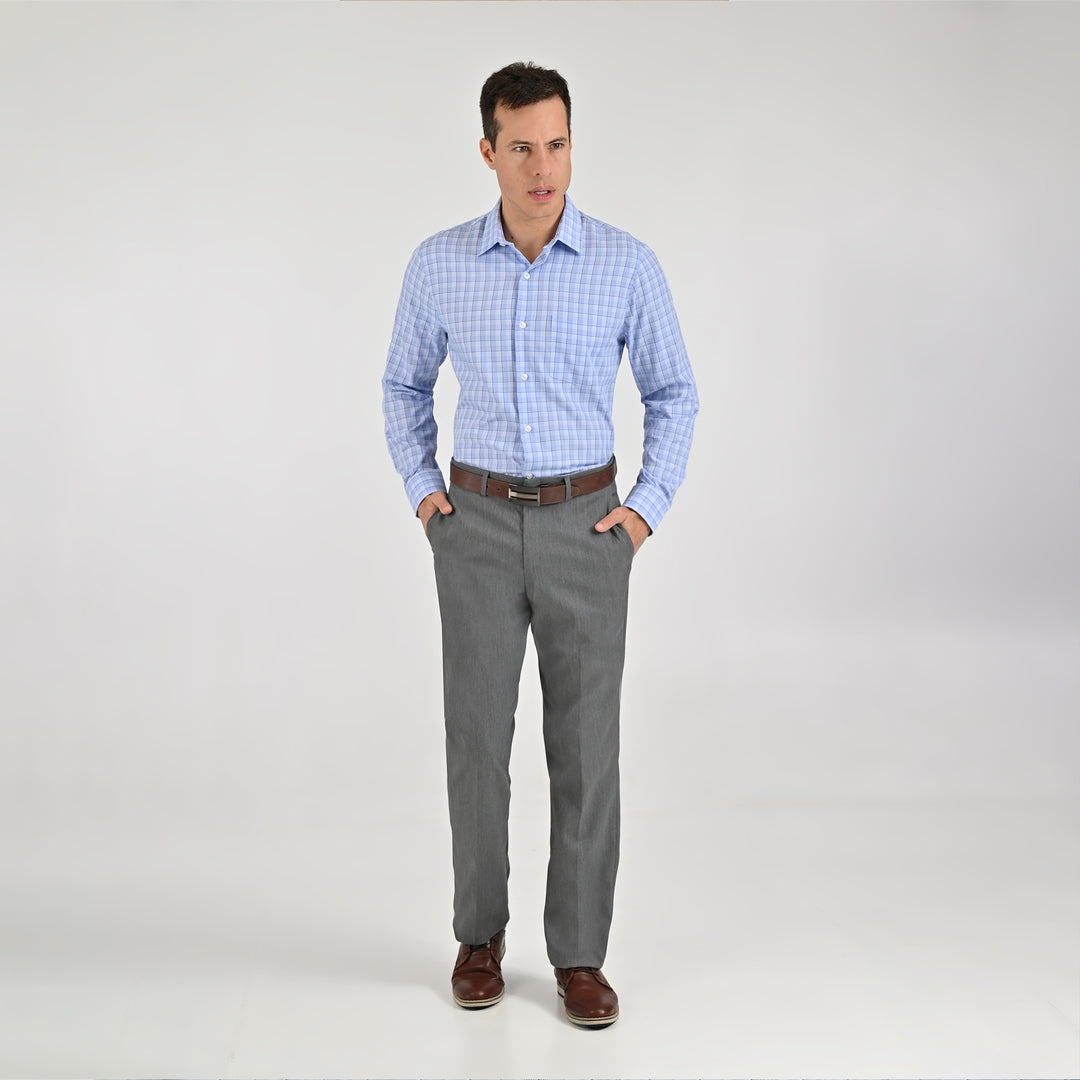 Camisa Yale Para Caballero Manga Larga Regular Fit 7909 Azul