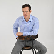 Camisa Yale Para Caballero Manga Larga Regular Fit 7909 Azul