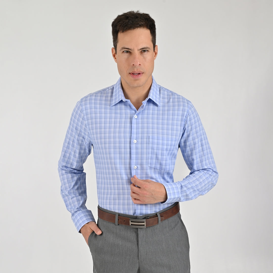 Camisa Yale Para Caballero Manga Larga Regular Fit 7909 Azul