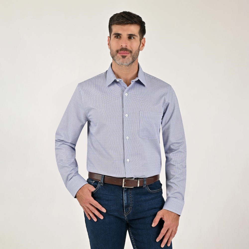 Camisa Yale Para Caballero Manga Larga Regular Fit 7911 Azul Zafiro