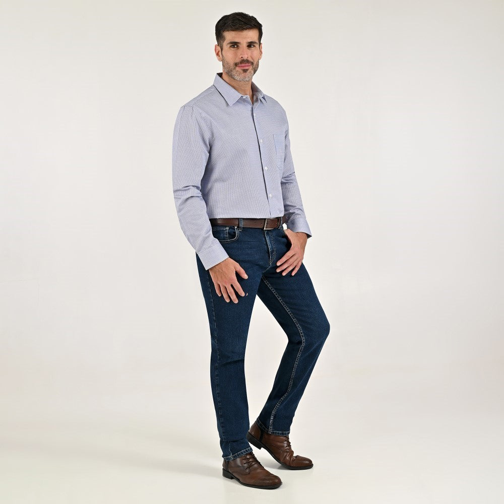 Camisa Yale Para Caballero Manga Larga Regular Fit 7911 Azul Zafiro
