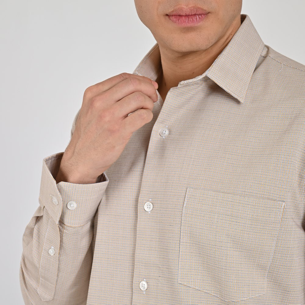 Camisa Yale Para Caballero Manga Larga Regular Fit 7911 Mostaza