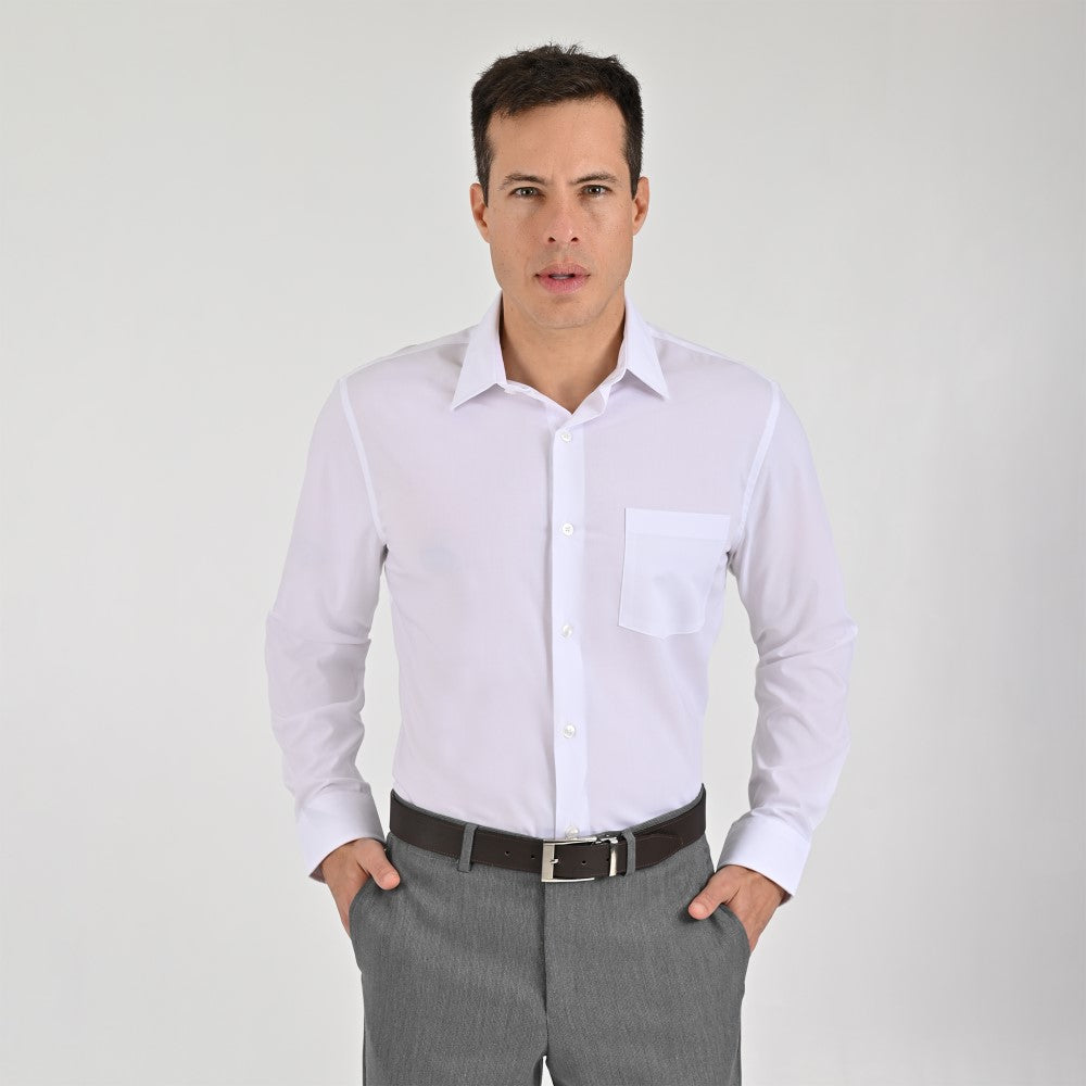 Camisa Yale Para Caballero Manga Larga Regular Fit 7940 Blanco