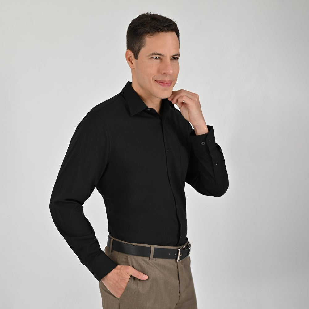 Camisa Yale Para Caballero Manga Larga Regular Fit 7940 Negro